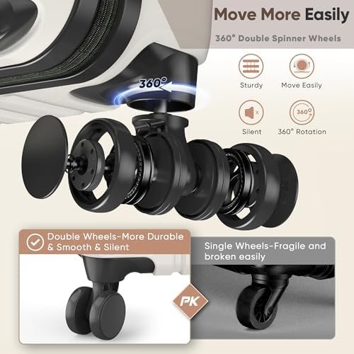 SHOWKOO Luggage Sets 3 Piece 100% PC Ultra Tough Hardside Expandable Suitcases Sets with TSA Lock Double Spinner Wheels (20in/24in/28in, White - Image 4