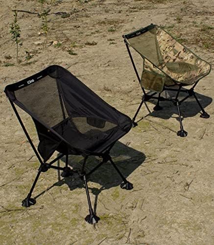 iClimb Ultralight Compact Camping Folding Beach Chair with Anti-Sinking Large Feet and Back Support Webbing (Black - Square Frame) - Image 9