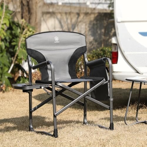 EVER ADVANCED Lightweight Folding Directors Chairs Outdoor, Aluminum Camping Chair with Side Table and Storage Pouch, Heavy Duty Supports 350LBS - Image 2