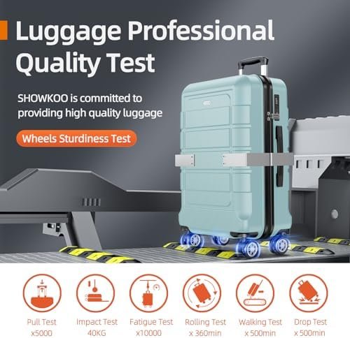 SHOWKOO Luggage Sets Expandable PC+ABS Durable Suitcase Double Wheels TSA Lock 5pcs Mint Green - Image 8