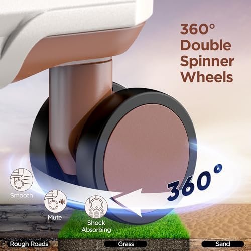 SHOWKOO Luggage Sets 3 Piece Hardside Expandable Suitcase with Double Spinner Wheels Tsa Lock, (Beige White, 5 piece set) - Image 4