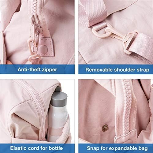 BAGSMART Gym Bag for Women, Carry on Weekender Overnight Bag, Travel Duffel Bags with Trolley Sleeve, Personal Item Travel Bag Tote Bag Workout Dance Bag, Pink-Medium - Image 4