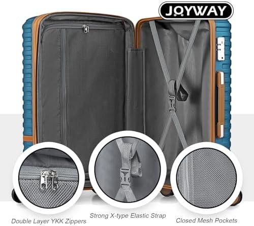 Joyway Luggage Set 3 Piece Suitcase Sets with Spinner Wheel,Hardside Expandable Travel Laggage with TSA Lock (13/20/24/28 Blue brown - Image 8