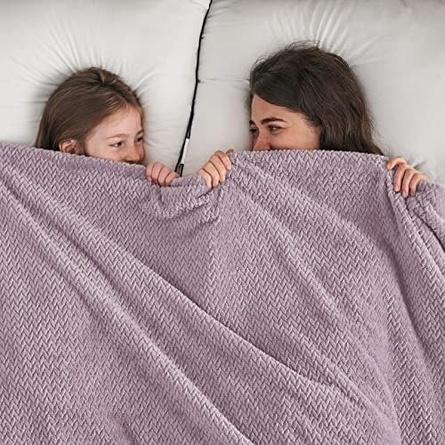 NEWCOSPLAY Super Soft Throw Blanket Light Purple Premium Silky Flannel Fleece Leaves Pattern Lightweight Bed Blanket All Season Use (Light Purple, Throw(50"x60")) - Image 3