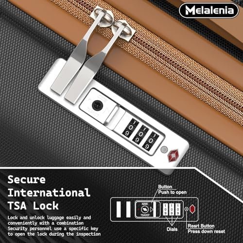 Melalenia Luggage Sets 7 Piece Suitcase Set, Hard Shell Carry on Luggage Travel Suitcases with Spinner Wheels and TSA Lock, Lightweight Luggage Set for Women, Black Brown - Image 5
