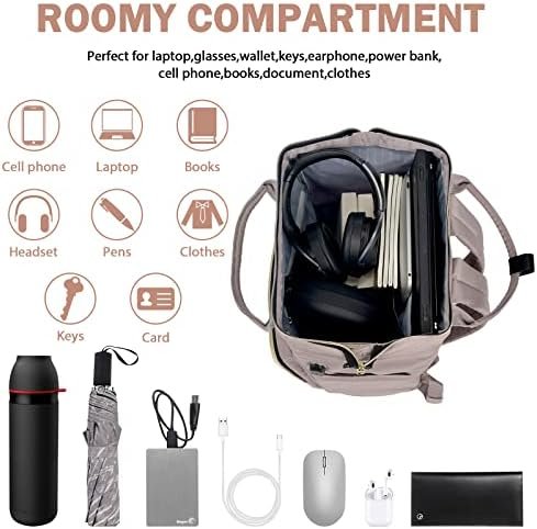 VANKEAN 15.6-16.2 Inch Laptop Backpack Carry On for Women Computer Work Backpack, Water Proof College Daypack with USB Port RFID Pocket, Business Travel Light Dusty Pink - Image 4