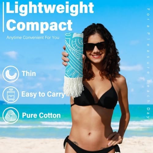 Turkish Beach Towel Quick Dry Absorbent Cotton Lightweight Thin Bathroom Bath Pool Swim Towels Extra Large Oversized Sand Free Towel Beach Accessories Essentials Stuff Cloud Gift for Adults - Image 2
