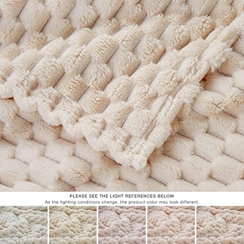 EXQ Home Fleece Throw Blanket for Couch or Bed - 3D Imitation Turtle Shell Jacquard Decorative Blankets - Cozy Soft Lightweight Fuzzy Flannel Blanket Suitable for All Seasons(50"×60",Beige) - Image 7