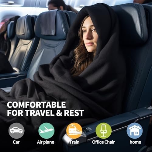 2 in 1 Travel Blanket with Bag Neck Pillow Camping Gear Roadtrip Essentials Headrest Car Trailer Accessories Road Trip Necessities Rv Must Haves Pop Camper Stuff Hiking Item Gadget Gift - Image 6