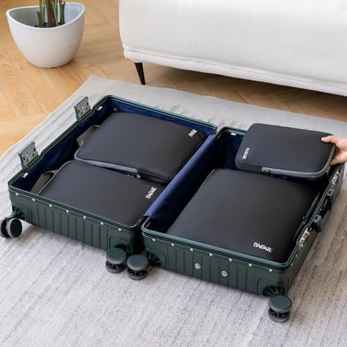 BAGAIL 4 Set/6 Set Compression Packing Cubes Travel Accessories Expandable Packing Organizers(Black ClothPattern 4 Set) - Image 6