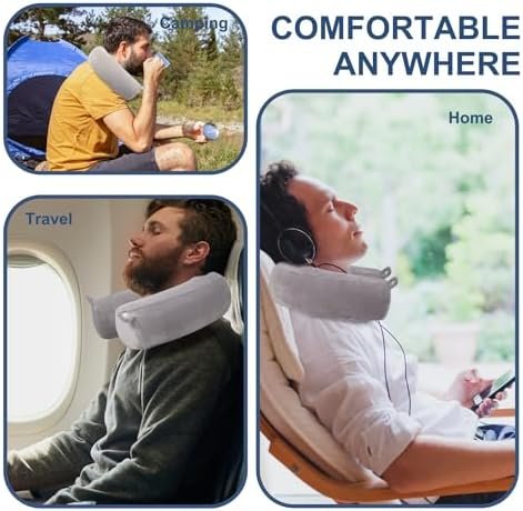 Twist Memory Foam Travel Pillow Neck,Chin,Shoulder,Lumbar and Leg Support for Adult Airplane Traveling,Bus,Train and Office (Blue) - Image 3