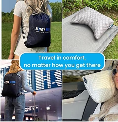 Sidney Sleep Mini Travel Size Neck Pillow - Knee Pillow - Back Lumbar Support - Curved Mini Bed Pillow - 14 x 19 Inches - Adjustable Loft - Washable - Drawstring Backpack Included - Image 2