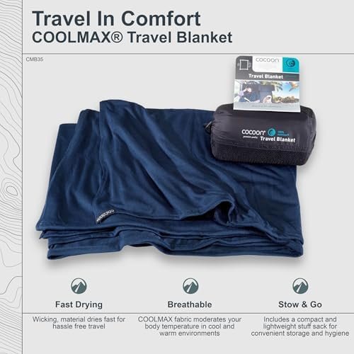 COCOON - Coolmax Travel Blanket | Compact Throw Blanket for Camping and Hiking | Fits in Backpack | Attaches to Luggage | Travel Essential | Fast Drying (Regular 70" x 55") - Image 5