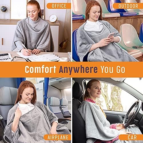 Travel Blanket – Wearable Compact Airplane Blanket - Double Zippered Pockets for Storage –Soft, Lightweight, Packable, & Cozy Throw Blanket for Travel, Car – Easy to Carry & Fold Up - Image 5