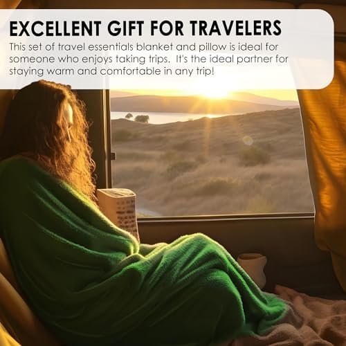 2-in-1 Travel Blanket and Pillow Set Portable Travel Pillow and Soft Blanket with Bag Flight Essentials Car Pillow Travels Gifts Accessories - Image 4