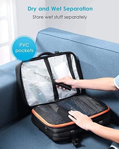 HOMIEE 40L Travel Backpack 18x14x8 Inches Carry on Bag Flight Approved, Expandable Hand Luggage Suitcase Waterproof Rucksack Anti Theft Casual Daypack for Weekender Overnight, Black - Image 6