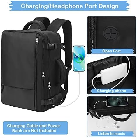 Hanples Extra Large Travel Backpack for Women as Person Item Flight Approved, 40L Carry On Backpack, 17 Inch Laptop Waterproof Backpack, Hiking, Casual Bag Backpack(Black) - Image 6
