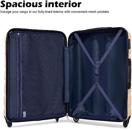 Coolife Luggage 3 Piece Set Suitcase Spinner Hardshell Lightweight TSA Lock (apricot white, 3 piece set(20in24in28in)) - Image 5