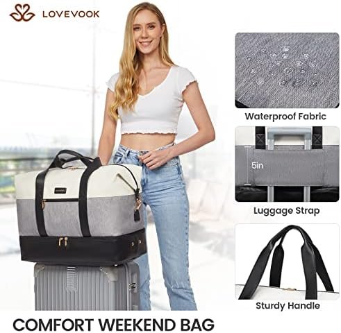LOVEVOOK Weekender Bag, Large Travel Duffel Bag for Women with 2 Packing Cubes, Carry on Overnight Bag with Shoe Compartment, Mom Hospital Bags for Labor and Delivery - Image 6
