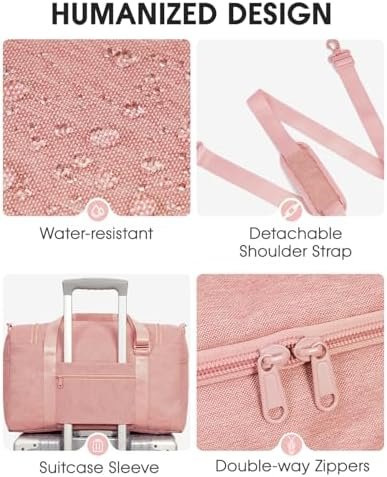 WANDF For Spirit Airlines Personal Item Bag 18x14x8 Travel Duffel Bag Weekender Overnight Bag Carry-on Luggage for Women （Pink） - Image 6