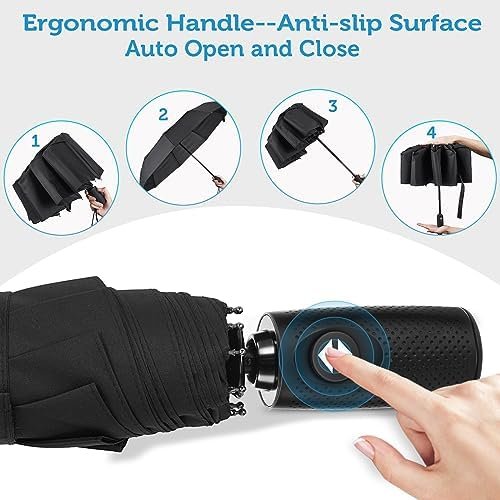 Portable Travel Umbrella: Windproof, Compact, and Folding Design - Heavy Duty, Automatic Open Close, Collapsible - Rain & Wind Resistant - Ideal for Car, Backpack, Men, Women. (42in/46in) - Image 5