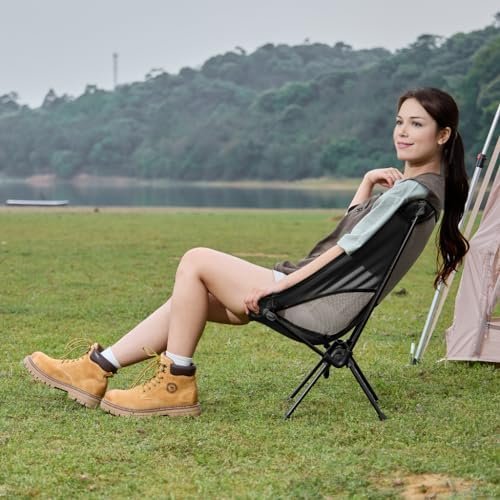 CAMEL CROWN Portable Camping Chair Lightweight Compact Folding Chair Mesh for Outdoor Camp Travel Beach Picnic Festival Hiking Backpacking Black - Image 2