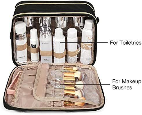 BAGSMART Large Toiletry Bag, Travel Makeup Organizer, Water-resistant Makeup Cosmetic Bag Door Room Essentials Travel Bag for Accessories, Shampoo, Full Sized Container, Toiletries (Black, Large) - Image 3