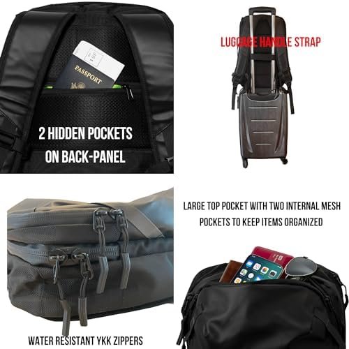 COR Surf Carry On Travel Backpack | NOW with Premium YKK Zippers | Flight Approved Carry On Laptop Backpack with Secret Passport Pockets | The Island Hopper (28L, Army Green) - Image 6