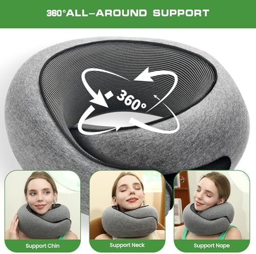 Travel Pillow, Neck Travel Pillow, Memory Foam Neck Travel Pillow, for Airplane Sleeping Neck Support,A Versatile and Exquisite Neck Pillow (Gray) - Image 2
