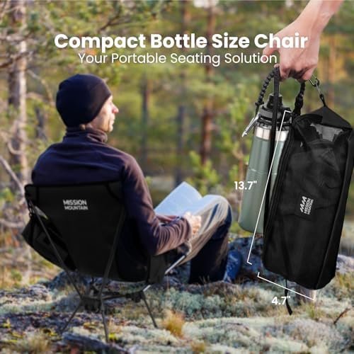 UltraPort Portable Camping Chair, Lightweight Foldable Chair, Ultralight Backpacking Chair for Outdoor Camp, Hiking, Travel, Beach, and Picnic - Compact Design (Black) - Image 6