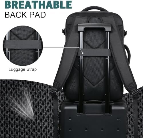 Travel Backpack for Women/Men,Waterproof Carry On Backpack with Laptop Compartment,Travel Essentials Backpack for Traveling,Business Hiking,Casual,Gym(Black) - Image 6