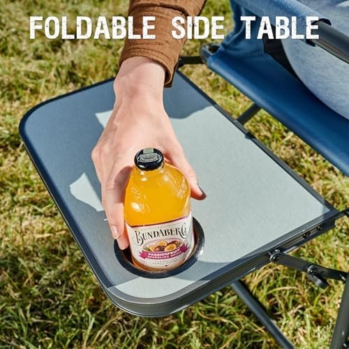 PORTAL Directors Chair Camping Chairs for Adults with Side Table Folding Lawn Chairs for Adults, Directors Chairs Foldable for Outdoor Chairs for Beach, Travel, Heavy Duty Supports 300LBS, Blue/Grey - Image 4