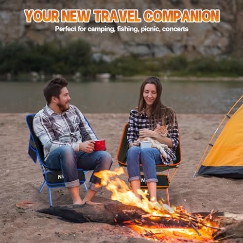 1.97 lb Camping Chairs, Ultralight Folding Camping Chairs, Compact Backpacking Portable Chair, for Hiking, Fishing, Beach, Outdoor Camp, Travel (Orange) - Image 2