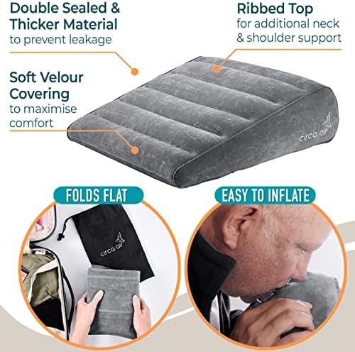 Circa Air Inflatable Wedge Pillow - Travel Wedge Pillow for Sleeping Acid Reflux, After Surgery, Bed Wedge Pillow for Head Shoulder, Back, Knee, Leg Elevation Support, GERD, Snoring, Heartburn - Image 5