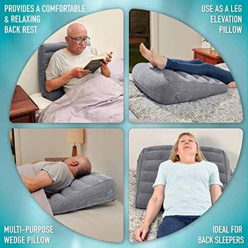 Circa Air Inflatable Wedge Pillow - Travel Wedge Pillow for Sleeping Acid Reflux, After Surgery, Bed Wedge Pillow for Head Shoulder, Back, Knee, Leg Elevation Support, GERD, Snoring, Heartburn - Image 4