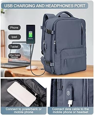 VGCUB Large Travel Backpack Bag for Women Men,Carry on Backpack,17 Inch Laptop Business Work Waterproof Backpack with Laptop Compartment,Person Item Flight Approved,Mochila de Viaje,Grey Blue - Image 4