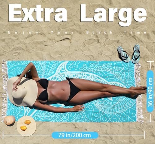 Turkish Beach Towel Quick Dry Absorbent Cotton Lightweight Thin Bathroom Bath Pool Swim Towels Extra Large Oversized Sand Free Towel Beach Accessories Essentials Stuff Cloud Gift for Adults - Image 5