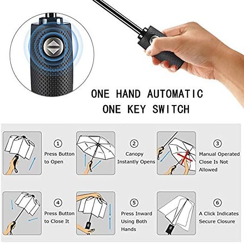 FDJASGY Windproof Travel Umbrella with Teflon Coating Auto Open Close Lightweight Sun&Rain Umbrella with 10 Rib Construction and Reflective Stripe Zipper Pouch - Image 9