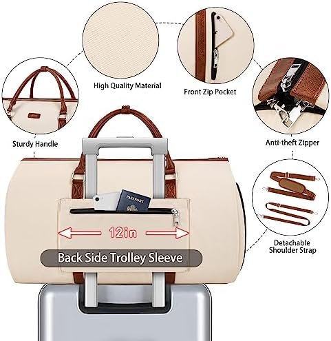 Convertible Garment Duffel Bag for Travel - Carry On Garment Bags With Toiletry Bag Large Weekender Bag for Men Women 2 in 1 Hanging Suitcase Suit Travel Duffel Overnight Bags 4pcs Set - Image 4
