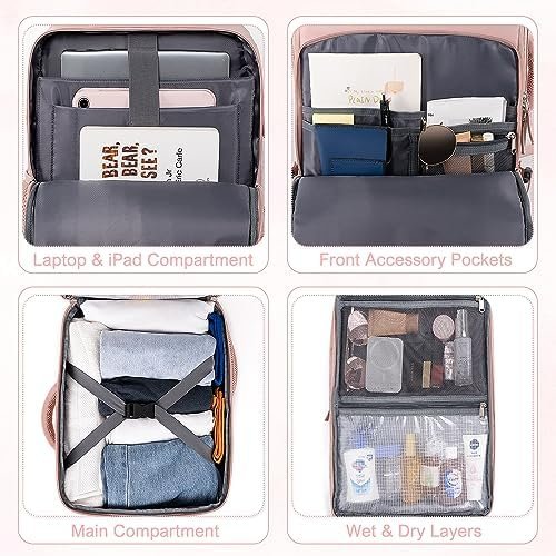 Travel Backpack for Women, Flight Approved Carry On Backpack with USB Charging Hole, Lightweight Travel Bag, Waterproof Causal Bookbag for College, Travel, Work - Image 5