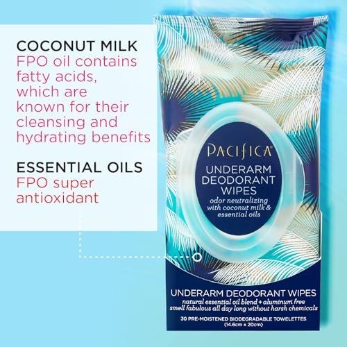 Pacifica Beauty, Coconut Milk & Essential Oils Underarm Deodorant Wipes, 30 Count, Remove Odor On-The-Go, Aluminum Free, Travel Friendly, Fresh Coconut Scent, 100% Vegan and Cruelty Free - Image 6