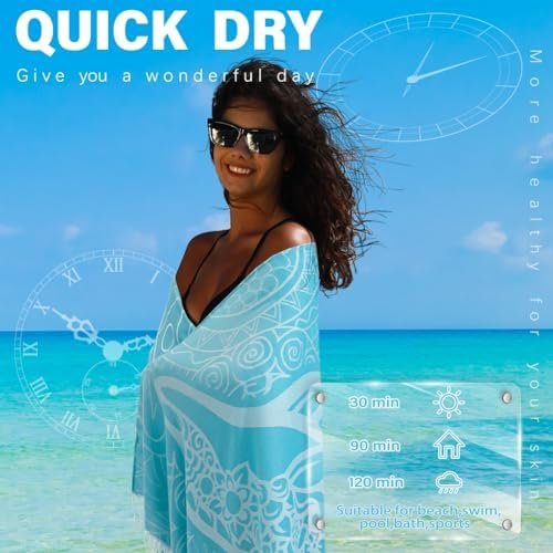 Turkish Beach Towel Quick Dry Absorbent Cotton Lightweight Thin Bathroom Bath Pool Swim Towels Extra Large Oversized Sand Free Towel Beach Accessories Essentials Stuff Cloud Gift for Adults - Image 4