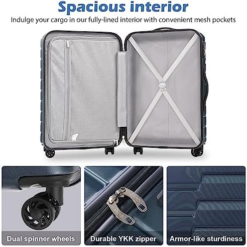 COOLIFE Expandable Suitcase PC ABS TSA Luggage 3 Piece Set Lock Spinner Carry on (Teal blue) - Image 5