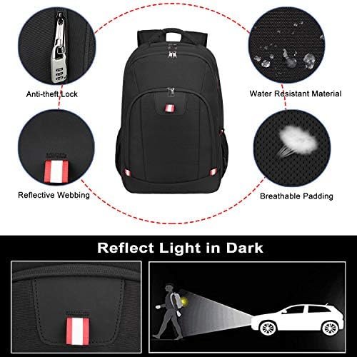 Della Gao Laptop Backpack, Business Travel Backpack with USB Charging Slit for Men Womens, Anti Theft Water Resistant Computer Backpack Fits 15 Inch Laptop and Notebook, Black - Image 4