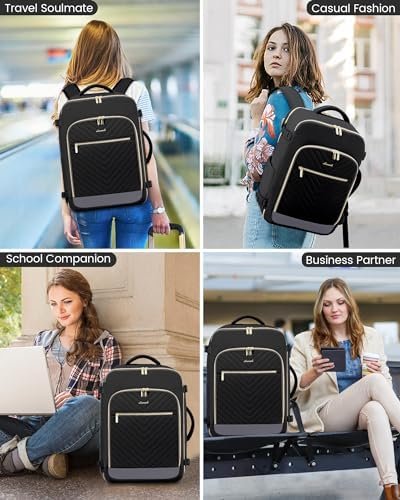 LOVEVOOK Travel Backpack For Women,40L Carry On Backpack Flight Approved,TSA Personal Item Travel Bag Fits 17 Inch Laptop,Business Weekender Overnight Daypack with Toiletry Bag and 2 Packing Cubes - Image 9