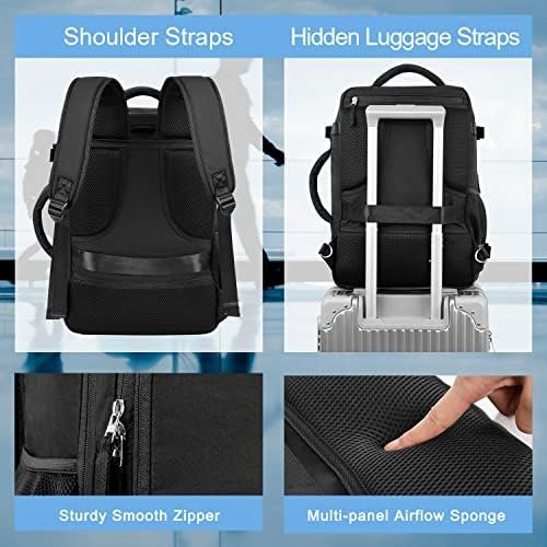 Hanples Unisex Laptop Backpack, Black, 16 Inch Laptop and iPad Compartment, Suitable for Air Travel - Image 5
