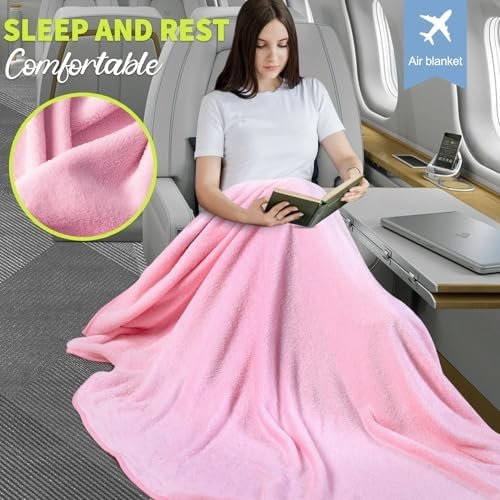 2 in 1 Travel Blanket with Bag Neck Pillow Camping Gear Roadtrip Essentials Headrest Car Trailer Accessories Road Trip Necessities Rv Must Haves Pop Camper Stuff Hiking Item Gadget Gift - Image 2
