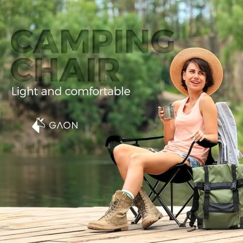 Folding Camping and Beach Chair for Outdoor with Cup Holder - Compact Lightweight Chair with Carry Bag Set of 2 (Black) - Image 8