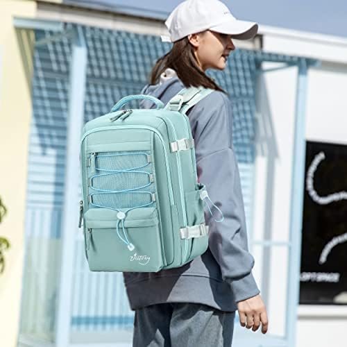 Travel Backpack for Women Men 15.6 Inch Laptop Backpacks with USB Port Carry on Bag Airline Approved Large College School Bookbags Waterproof Work Business Sport Rucksack Casual Daypack (Green) - Image 2