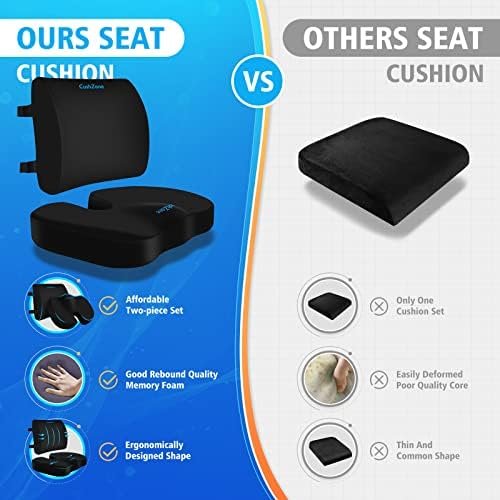 Seat Cushion, Lumbar Support Pillow with Adjustable Strap-Chair Cushions for Sciatica Pain Relief-with Washable Cover Memory Foam for Car, Travel and Wheelchair-Black - Image 4